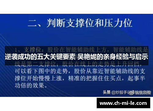 逆袭成功的五大关键要素 吴艳妮的亲身经验与启示